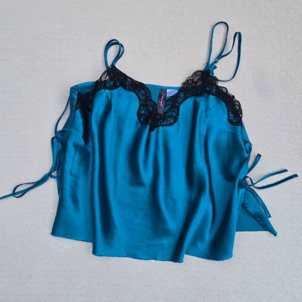 teal satin lace cami • romantic going out • 1x/2x